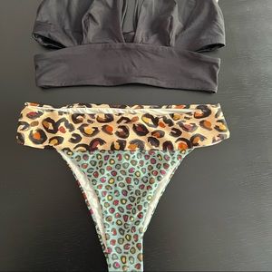 Farmrio leopard patch hot pants bikini bottoms